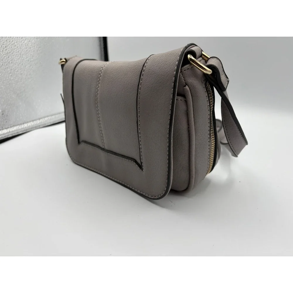 Dot Dash‎ Expandable Crossbody Bag Womens Small Grey Excellent Faux Leather